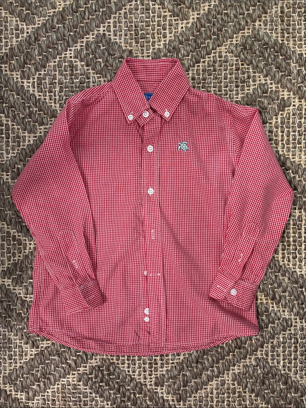 Boys Red Gingham Button-Down Shirt